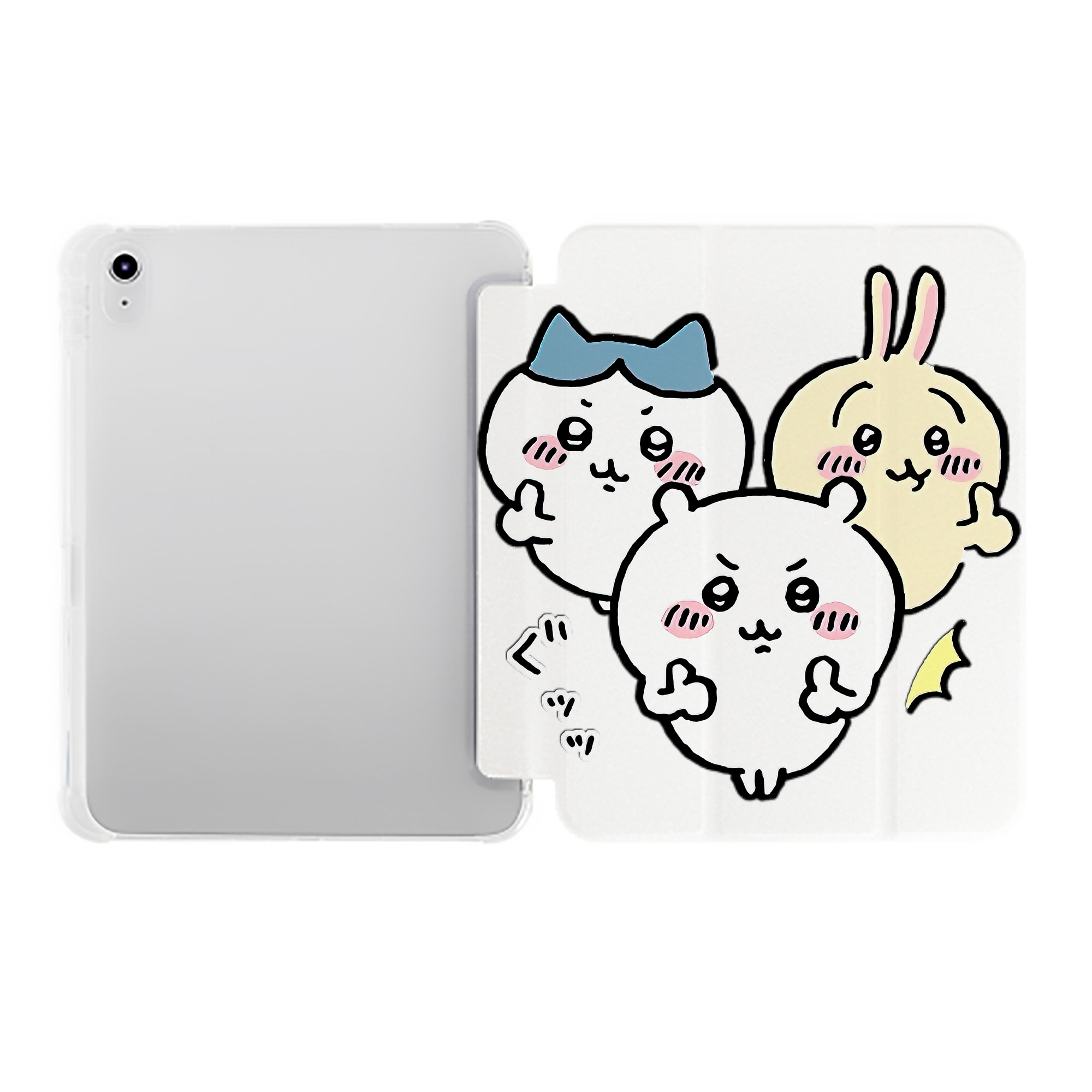 （画像用） ちいかわ うさぎ Chii-kawa usagi IPad ケース ペン収納付き 三つ折りスタンド PUレザー×シリコン 対応機種9.5/10.5/10.9インチ